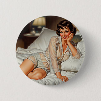 Retro Cute Woman '50 Pin-up Button