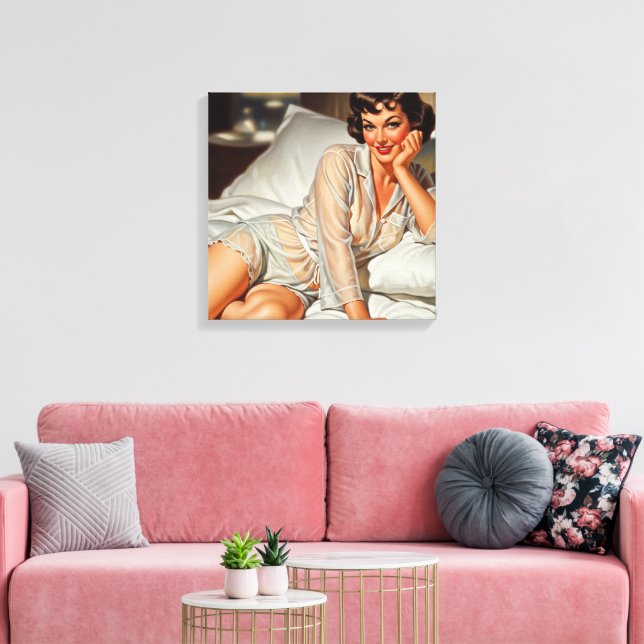 Retro Cute Woman '50 Pin-up Canvas Print (Insitu(LivingRoom))