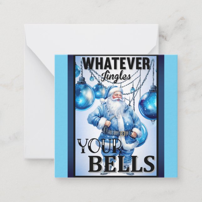 Retro Cutie Blue Christmas Note Card (Front)