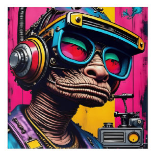 Retro Cyberpunk Alien – Neon Streetwear Sci-Fi Art