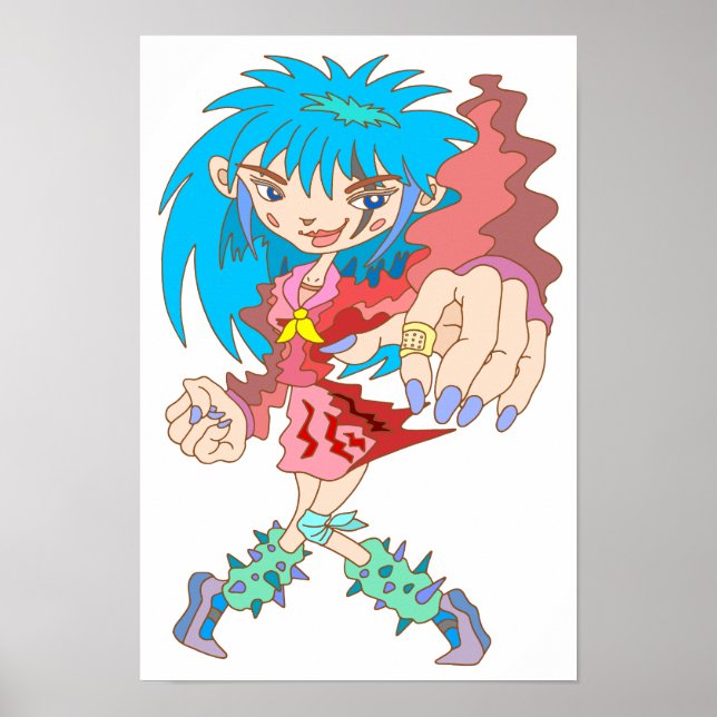 Retro Cyberpunk Girl. Poster (Front)