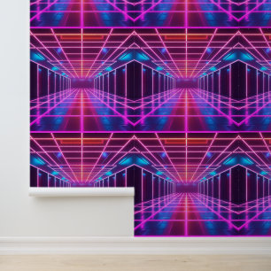 Retro Cyberpunk Grid Dance Removable Wallpaper