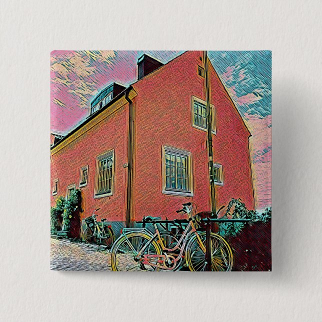 Retro cycling artwork button (Front)