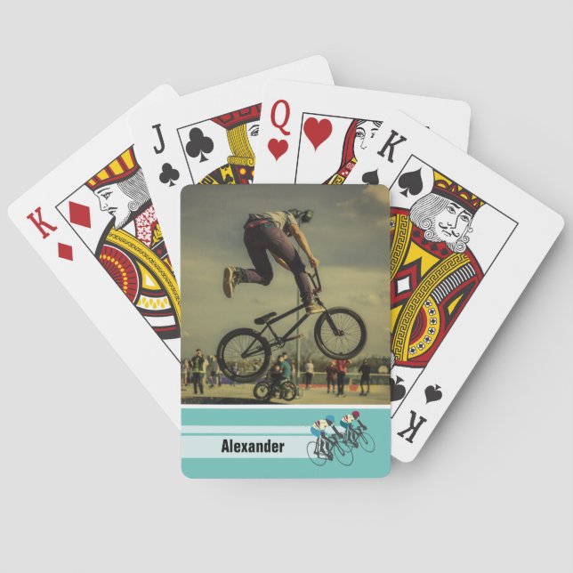 Retro Cycling Photo Poker Cards (Back)