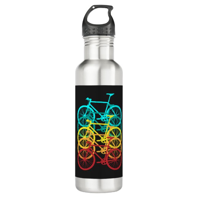 Retro Cycling, Road Bike, Stainless Steel Water Bottle (Front)