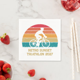 Retro Cycling Sunset Custom Triathlon Napkins