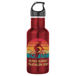 Retro Cycling Sunset Custom Triathlon Stainless Steel Water Bottle