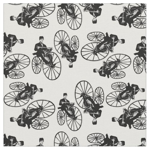 Retro Cyclist Antique Bicycle Pattern Vintage Bike Fabric