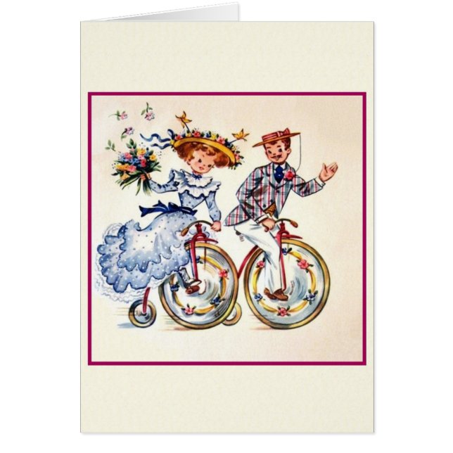 Retro Cyclist Wedding Card (Front)