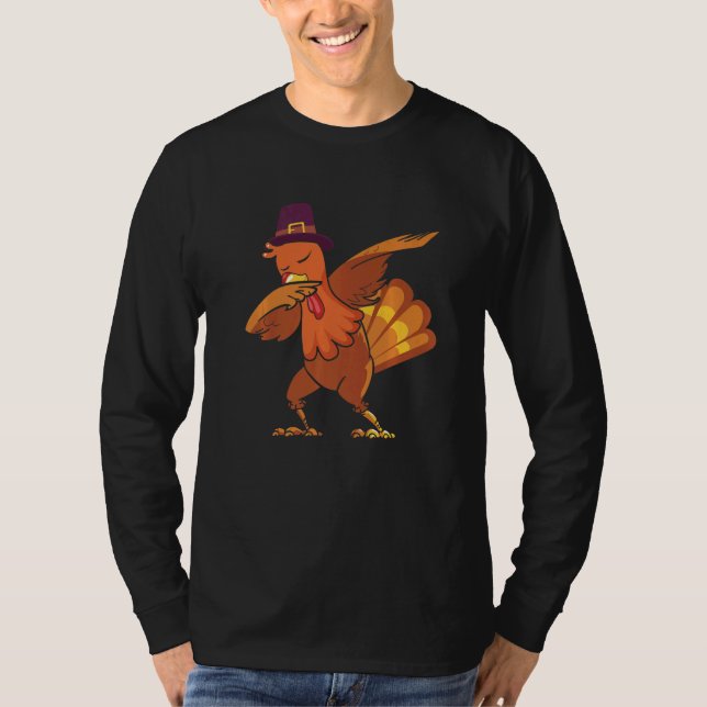 Retro Dabbing Turkey Family Matching Thanksgiving  T-Shirt (Front)