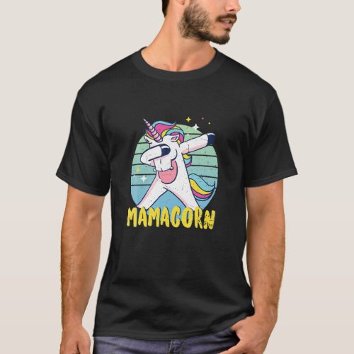 Retro Dabbing Unicorn Mom Rainbow Mamacorn Cool Mo T_Shirt