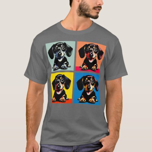 Retro Dachshund Art Cute Puppy T_Shirt
