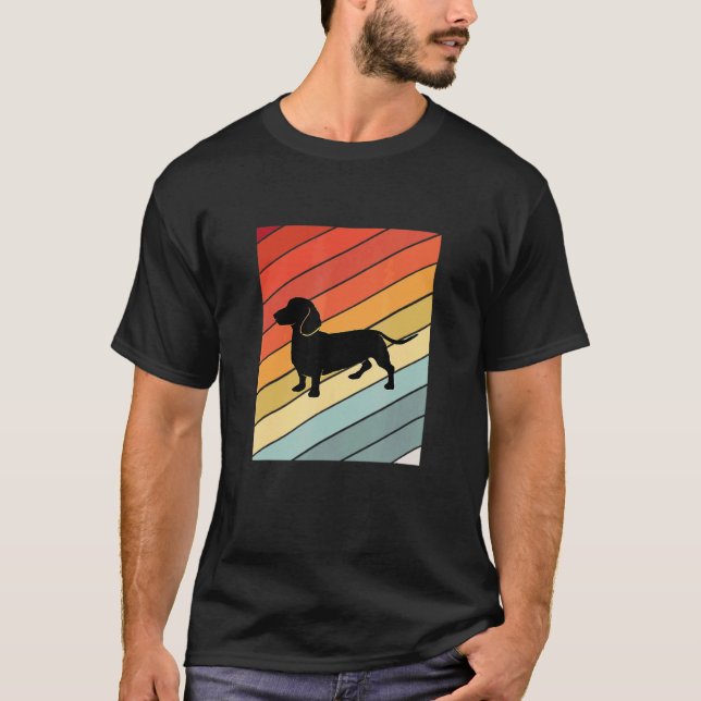Retro Dachshund Dog Silhouette Cute Wiener Dog Own T-Shirt (Front)
