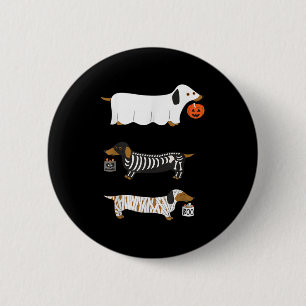 Retro Dachshund Halloween Wiener Dog Pumpkin Weeni Button