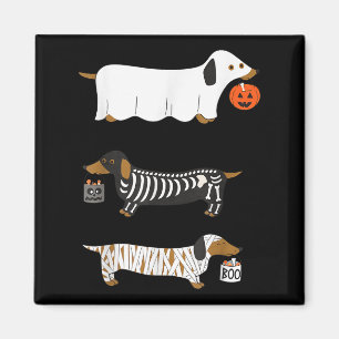 Retro Dachshund Halloween Wiener Dog Pumpkin Weeni Magnet