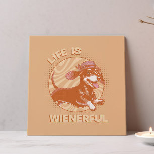 Retro Dachshund 'Life is Wienerful' Wall Art Print