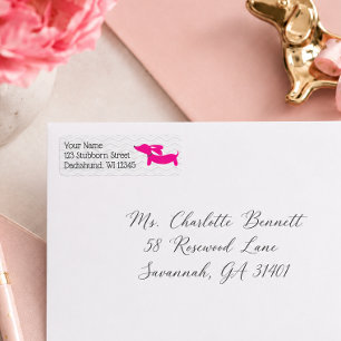Retro Dachshund Pink and Gray Address Labels