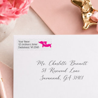 Retro Dachshund Pink and Gray Address Labels