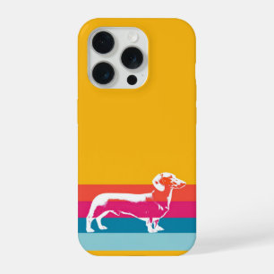 Retro Dachshund Silhouette – Colorful Pop Dog Art iPhone 15 Pro Case