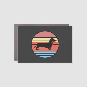 Retro Dachshund Sunset Vector Car Magnet