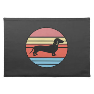 Retro Dachshund Sunset Vector Cloth Placemat