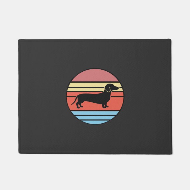 Retro Dachshund Sunset Vector Doormat (Front)
