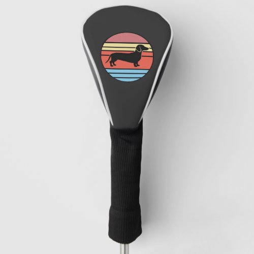 Retro Dachshund Sunset Vector Golf Head Cover
