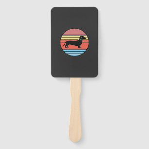 Retro Dachshund Sunset Vector Hand Fan