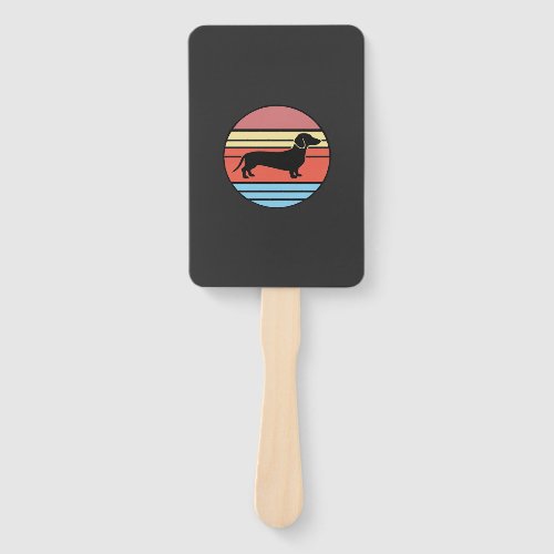 Retro Dachshund Sunset Vector Hand Fan