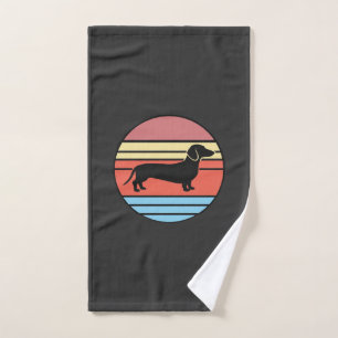 Retro Dachshund Sunset Vector Hand Towel