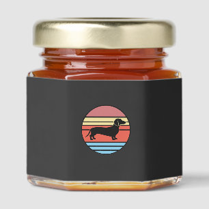 Retro Dachshund Sunset Vector Honey Jar Favors