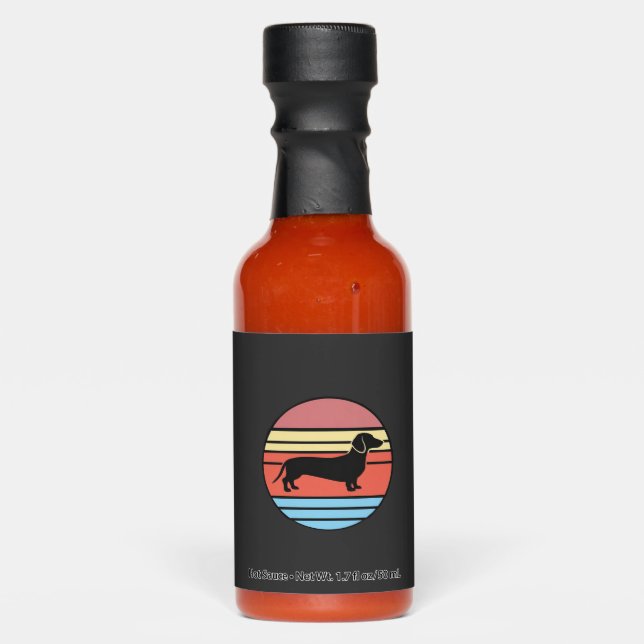 Retro Dachshund Sunset Vector Hot Sauces (Front)