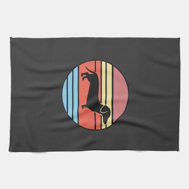 Retro Dachshund Sunset Vector Kitchen Towel (Horizontal)