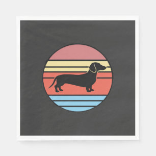 Retro Dachshund Sunset Vector Napkins