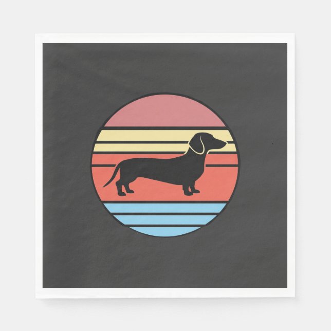 Retro Dachshund Sunset Vector Napkins (Front)