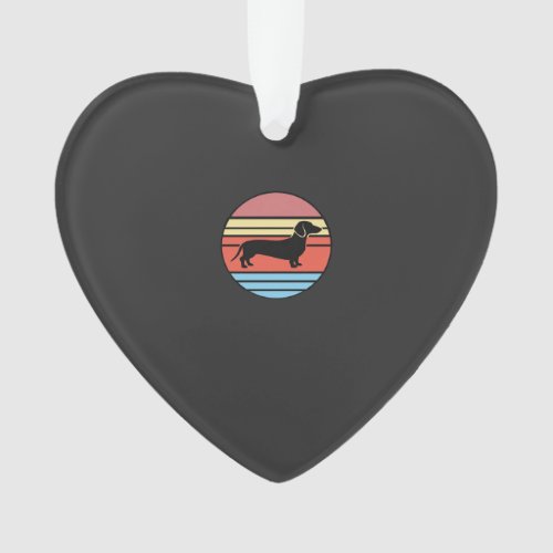 Retro Dachshund Sunset Vector Ornament
