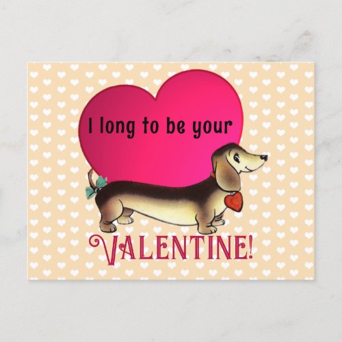 Retro Dachshund Valentine Holiday Postcard
