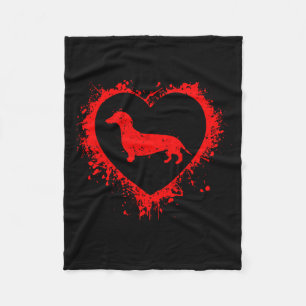 Retro Dachshund Valentines Day Heart Shape My Vale Fleece Blanket