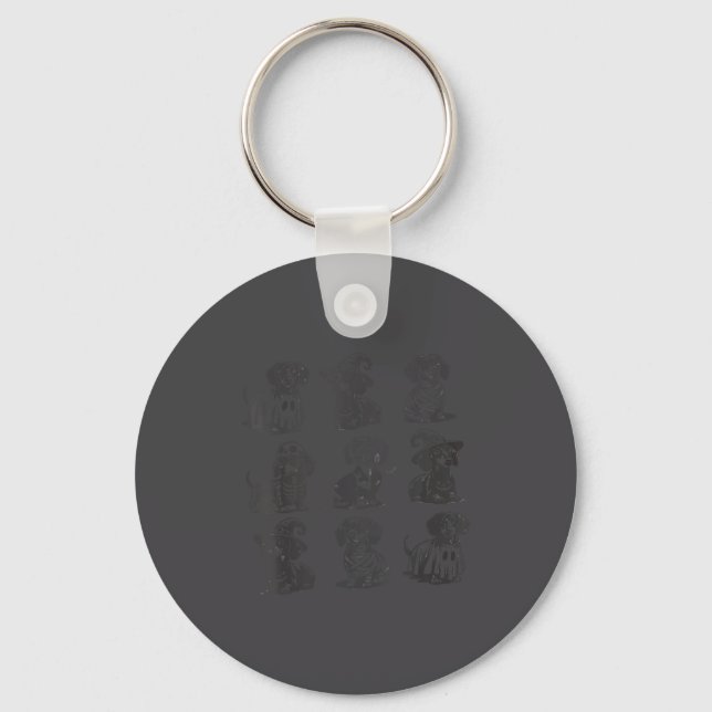 Retro Dachshund Witch Dog Soky Season Halloween Fu Keychain (Front)