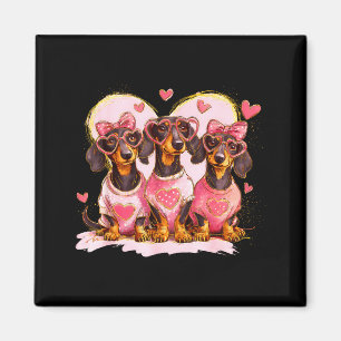 Retro Dachshund With Heart Sungles Valentine's Day Magnet