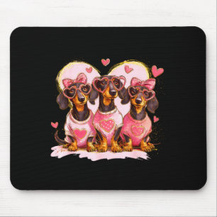 Retro Dachshund With Heart Sungles Valentine's Day Mouse Pad