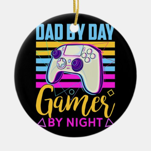 Retro Dad By Day Gamer By Night Game Controller Ceramic Ornament