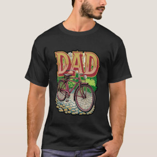 Retro Dad Cycling Silhouette Design T-Shirt