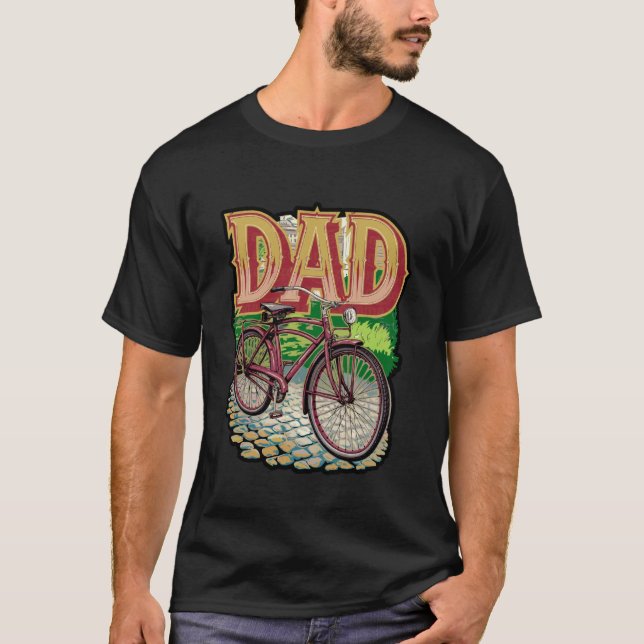 Retro Dad Cycling Silhouette Design T-Shirt (Front)