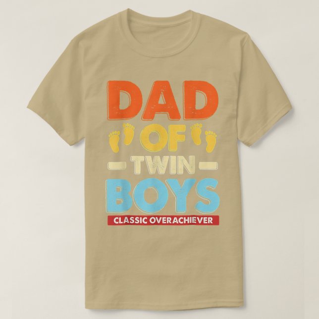 Retro Dad Of Twin Boys Classic Overachiever Father T-Shirt (Design Front)