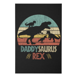 Retro Daddy Saurus Rex Dinosaur Dad Humor Gift Faux Canvas Print