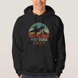 Retro Daddy Saurus Rex Dinosaur Dad Humor Gift Hoodie