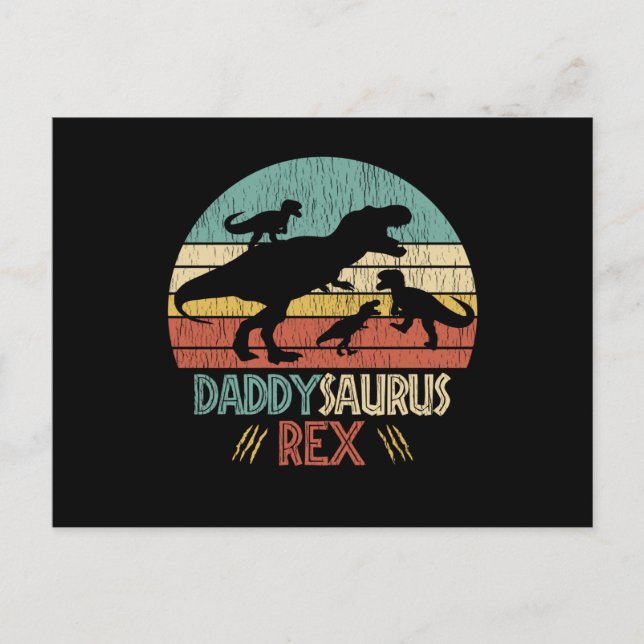 Retro Daddy Saurus Rex Dinosaur Dad Humor Gift Postcard (Front)