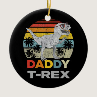 Retro Daddysaurus T Rex Dinosaur Daddy Saurus Ceramic Ornament