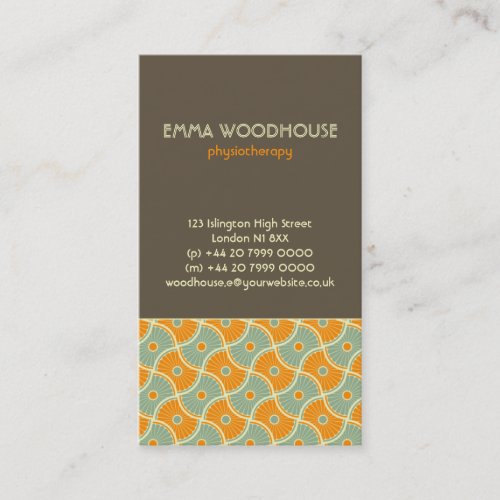 Retro!Dahlia Brown, Orange and Aqua Business Card Templates